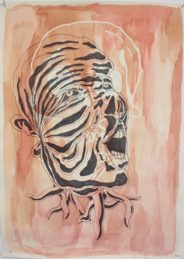 Peinture intitulée "Zebra's Corpse" par Manon Tanzilli, Œuvre d'art originale, Acrylique