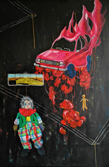Painting titled "Who's Driving ?" by Manon Tanzilli, Original Artwork, Acrylic