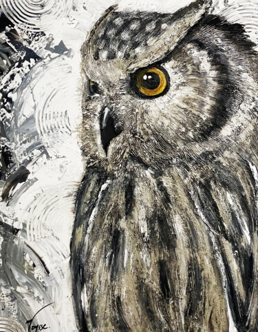 L’hibou Peinture intitulée "L’hibou" par Manon Vaysse, Œuvre d'art originale, Acrylique