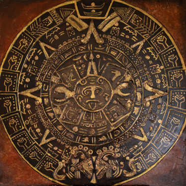 Painting titled "Calendrier Maya" by Manon Vaysse, Original Artwork, Acrylic
