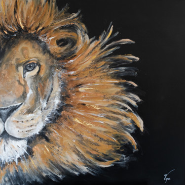 Painting titled "Golden lion" by Manon Vaysse, Original Artwork, Acrylic