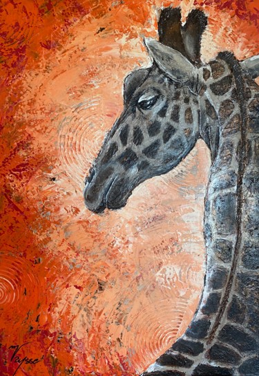 Painting titled "La girafe" by Manon Vaysse, Original Artwork, Acrylic