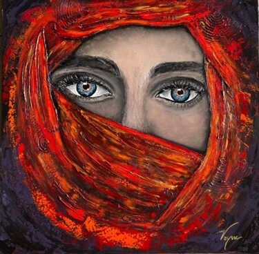 Painting titled "Yeux perçants" by Manon Vaysse, Original Artwork, Acrylic Mounted on Wood Stretcher frame
