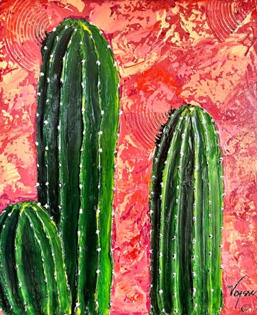 Painting titled "Cactus 1" by Manon Vaysse, Original Artwork, Acrylic