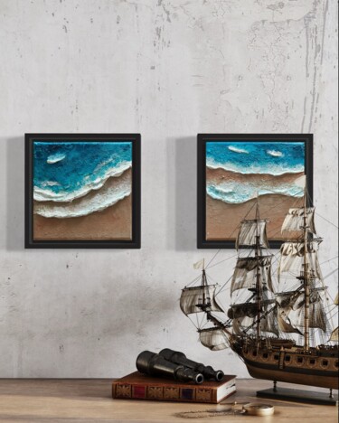 Peinture intitulée "Morceaux de plage" par Manon Vaysse, Œuvre d'art originale, Acrylique Monté sur Châssis en bois
