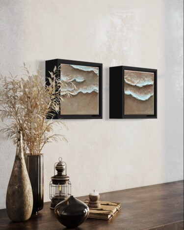 Painting titled "Morceaux de sable" by Manon Vaysse, Original Artwork, Acrylic Mounted on Wood Stretcher frame