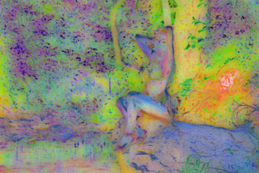 Digital Arts με τίτλο "Dreamy Forest Woman…" από Manos Chronakis, Αυθεντικά έργα τέχνης, Ψηφιακή ζωγραφική