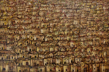 Pintura intitulada "Maisons" por Manouchehr Niazi, Obras de arte originais, Óleo