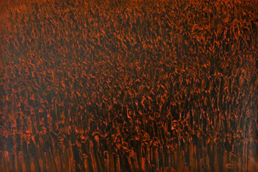 Картина под названием "Foule rouge" - Manouchehr Niazi, Подлинное произведение искусства, Масло