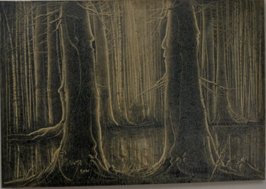 Картина под названием "Sans titre / No Tit…" - Manouchehr Niazi, Подлинное произведение искусства, Масло Установлен на Дерев…
