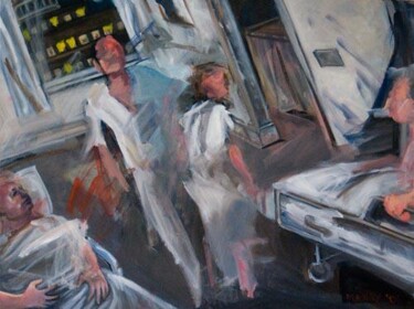 Painting titled "The Hospital at 4 am" by Manry Douglas, Original Artwork, Oil