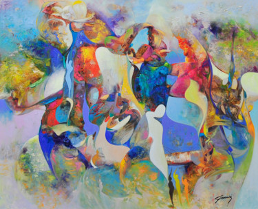 Painting titled "annee-2013-huile-su…" by Sidi Mohammed Mansouri Idrissi, Original Artwork, Oil