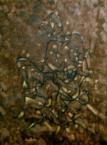 Malarstwo zatytułowany „'ANGUISH ON MONTSER…” autorstwa Manuel Santiago, Oryginalna praca, Olej Zamontowany na Drewniana ram…