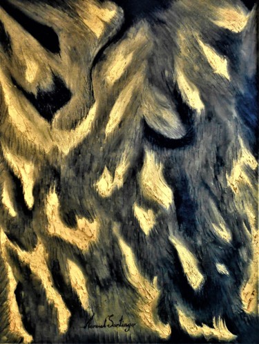 Painting titled "'NIGHT FIRE'  2010" by Manuel Santiago, Original Artwork, Oil Mounted on Wood Stretcher frame