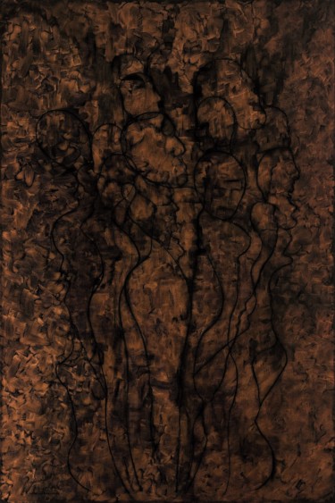 Painting titled "'SOMBRAS'  2005" by Manuel Santiago, Original Artwork, Oil Mounted on Wood Stretcher frame