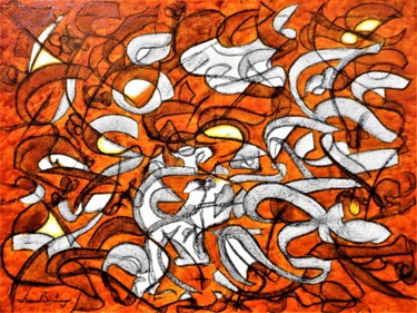 Painting titled "'ENCUENTRO'  2009" by Manuel Santiago, Original Artwork, Oil Mounted on Wood Stretcher frame