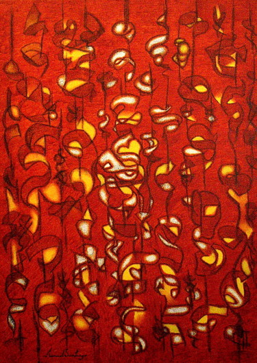 Картина под названием "'MASQUERADE'  2007" - Manuel Santiago, Подлинное произведение искусства, Масло Установлен на Деревянн…