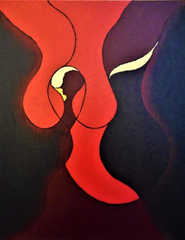 Pintura titulada "'PENSAMIENTOS EN RO…" por Manuel Santiago, Obra de arte original, Oleo Montado en Bastidor de camilla de m…