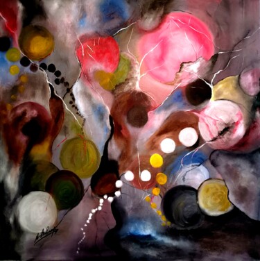 Schilderij getiteld "Deep Joy" door Mansoureh Ashrafi, Origineel Kunstwerk, Olie Gemonteerd op Houten paneel