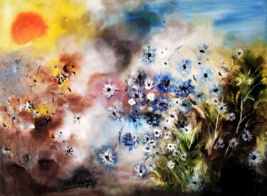 Schilderij getiteld "Small Flowers" door Mansoureh Ashrafi, Origineel Kunstwerk, Olie