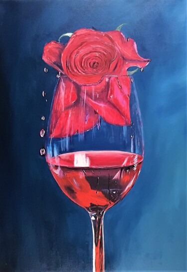 Painting titled "Rose wine" by Mantas Naulickas, Original Artwork, Oil