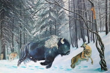 Peinture intitulée "Winter story _survi…" par Mantas Naulickas, Œuvre d'art originale, Huile