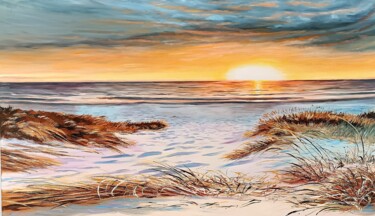 Malerei mit dem Titel "Pink dunes" von Mantas Naulickas, Original-Kunstwerk, Öl