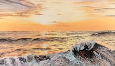 Pittura intitolato "Evening wave" da Mantas Naulickas, Opera d'arte originale, Olio