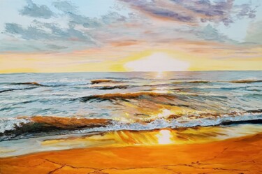 Painting titled "Dazzling sun" by Mantas Naulickas, Original Artwork, Oil