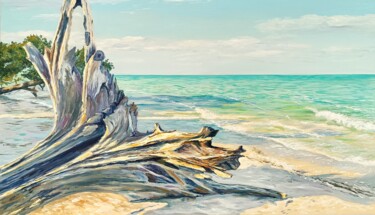 Schilderij getiteld "Sandy shore" door Mantas Naulickas, Origineel Kunstwerk, Olie