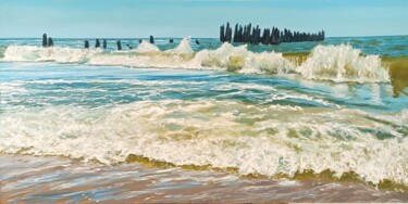 Malerei mit dem Titel "Back to shore" von Mantas Naulickas, Original-Kunstwerk, Öl