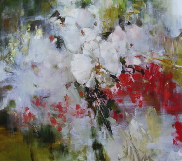 Painting titled "Orchid garden" by Elena Rezaeva, Original Artwork, Oil