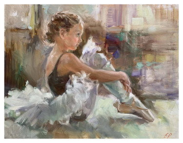 Картина под названием "Маленькая  балерина" - Elena Rezaeva, Подлинное произведение искусства, Масло