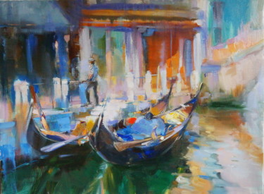 Painting titled "Midday in Venice" by Elena Rezaeva, Original Artwork, Oil