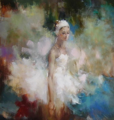 Malerei mit dem Titel "Ballerina" von Elena Rezaeva, Original-Kunstwerk, Öl