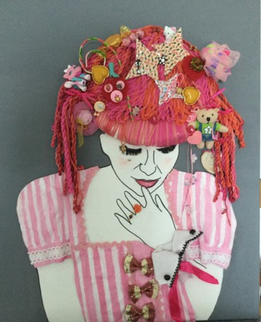 Pintura titulada "Lolita" por Valerie Laubie, Obra de arte original, Collages Montado en Bastidor de camilla de madera