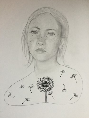 Dessin intitulée "A fleur de peau" par Valerie Laubie, Œuvre d'art originale, Crayon