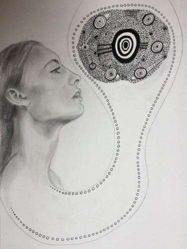 Drawing titled "Aboriginal" by Valerie Laubie, Original Artwork, Pencil