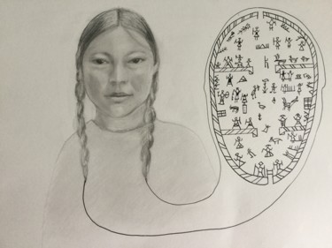 Disegno intitolato "Inouï inuit" da Valerie Laubie, Opera d'arte originale, Matita