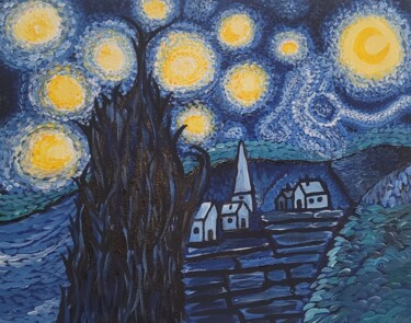 Malerei mit dem Titel "Sternennacht" von Manu B., Original-Kunstwerk, Acryl