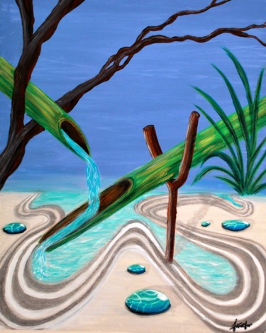 Peinture intitulée "ZEN: sable blanc  e…" par Emmanuel Ferreira, Œuvre d'art originale, Acrylique