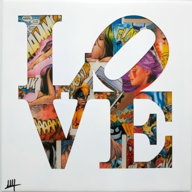 Malerei mit dem Titel "Comics Love" von This Is Not A Toy, Original-Kunstwerk, Acryl Auf Holzplatte montiert