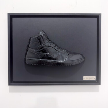 Sculpture titled "Air Jordan 1" by This Is Not A Toy, Original Artwork, Resin Mounted on Wood Stretcher frame