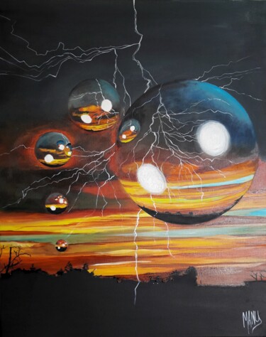 Painting titled "orage-oh-des-espoir…" by Manu Surreabulliste, Original Artwork, Oil