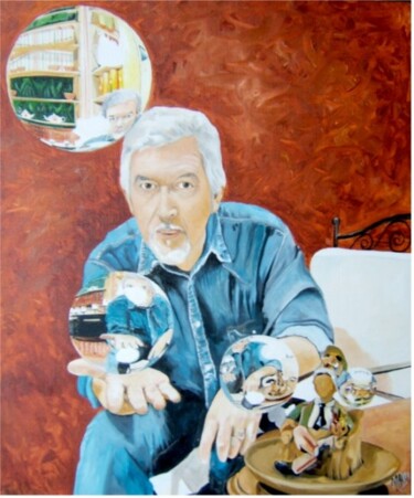 Peinture intitulée "autoportrait avec b…" par Manu Surreabulliste, Œuvre d'art originale