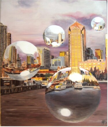 Malerei mit dem Titel "San Diego" von Manu Surreabulliste, Original-Kunstwerk