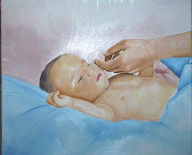 Peinture intitulée "la main et l'enfant" par Manu Surreabulliste, Œuvre d'art originale