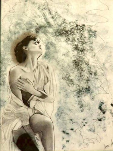 Painting titled "femme assise" by Manu Surreabulliste, Original Artwork