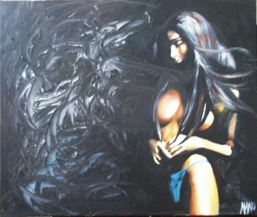Peinture intitulée "la femme dans l'omb…" par Manu Surreabulliste, Œuvre d'art originale