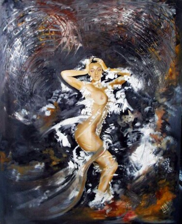 Peinture intitulée "nue psyché" par Manu Surreabulliste, Œuvre d'art originale